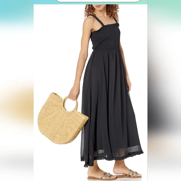 Elegant Black Maxi Dress The Drop Women's Jaya Smocked-Bodice Chiffon XLThe Drop - Picture 4 of 12